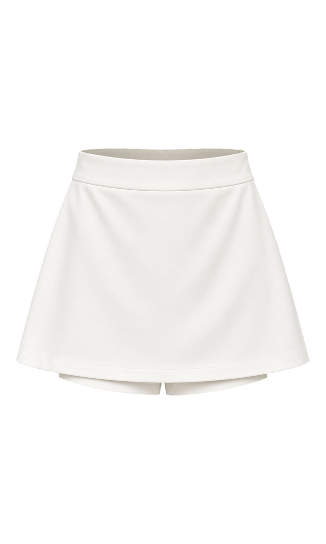 High-Waisted Tailored Mini Skort, White