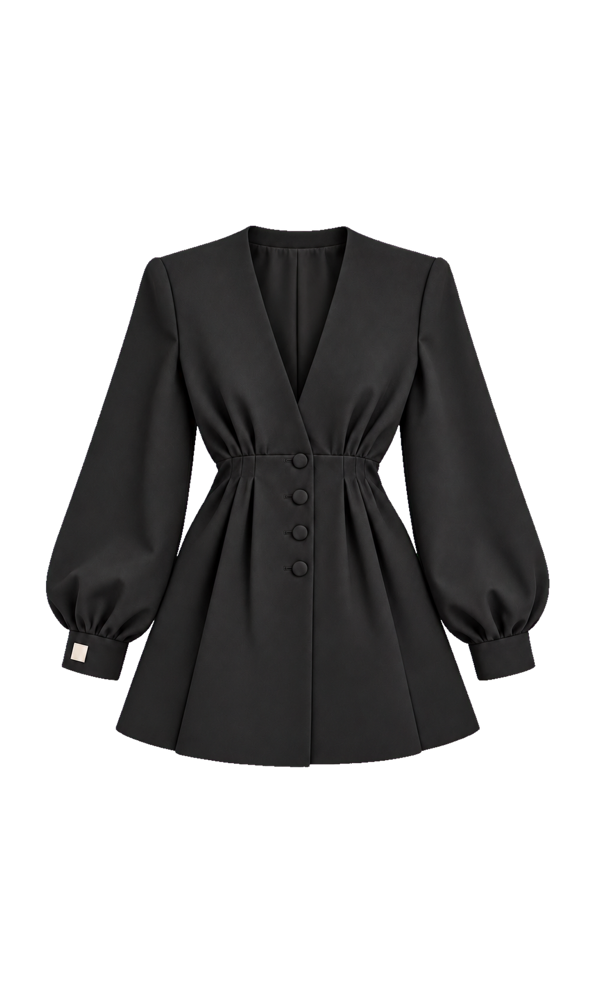 Kragenloser Blazer mit V-Ausschnitt und plissierter Taille