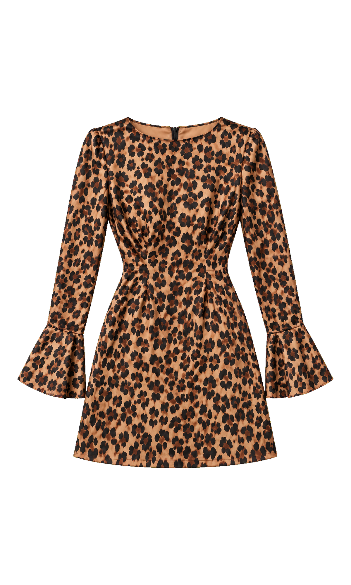 Leopard-Print Bell-Sleeve Mini Dress