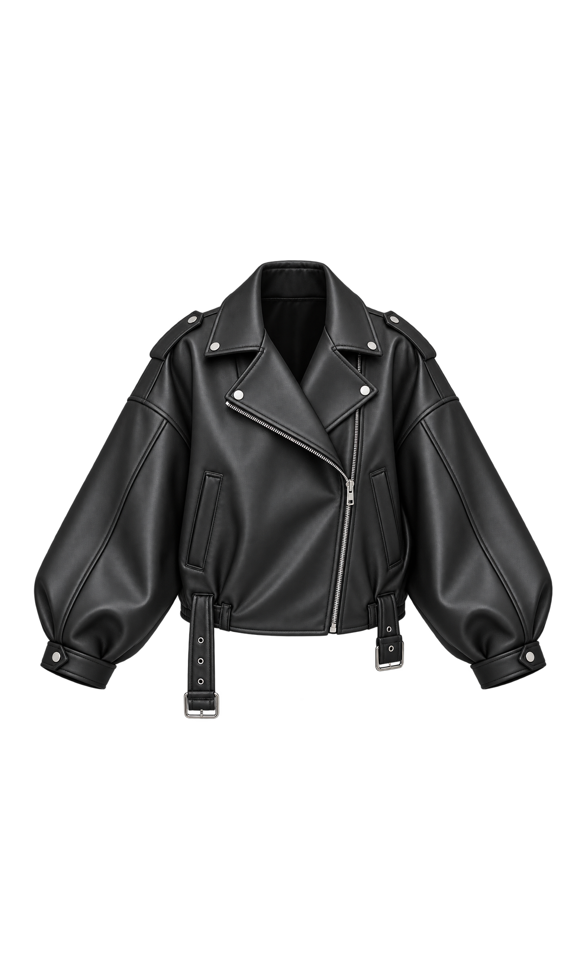 Oversized Zip Jacket with Buckled Side Tabs