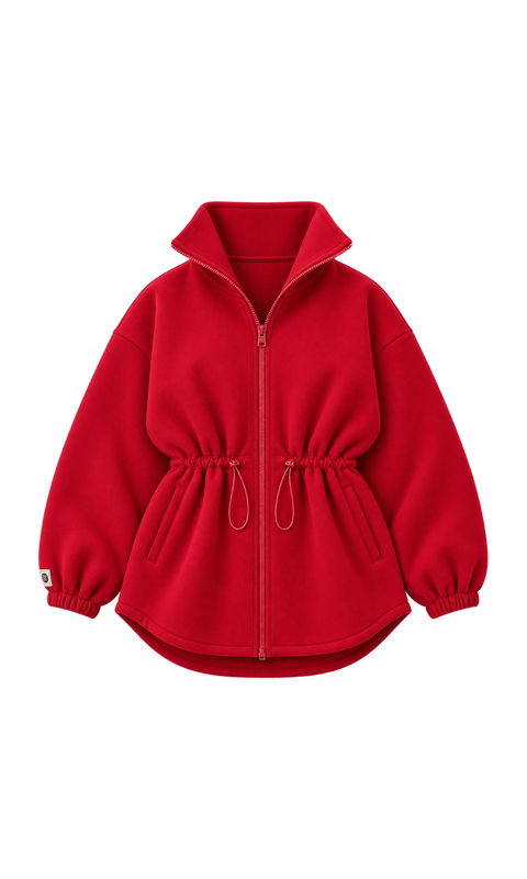 Zip-Cardigan mit Stehkragen und Tunnelzug