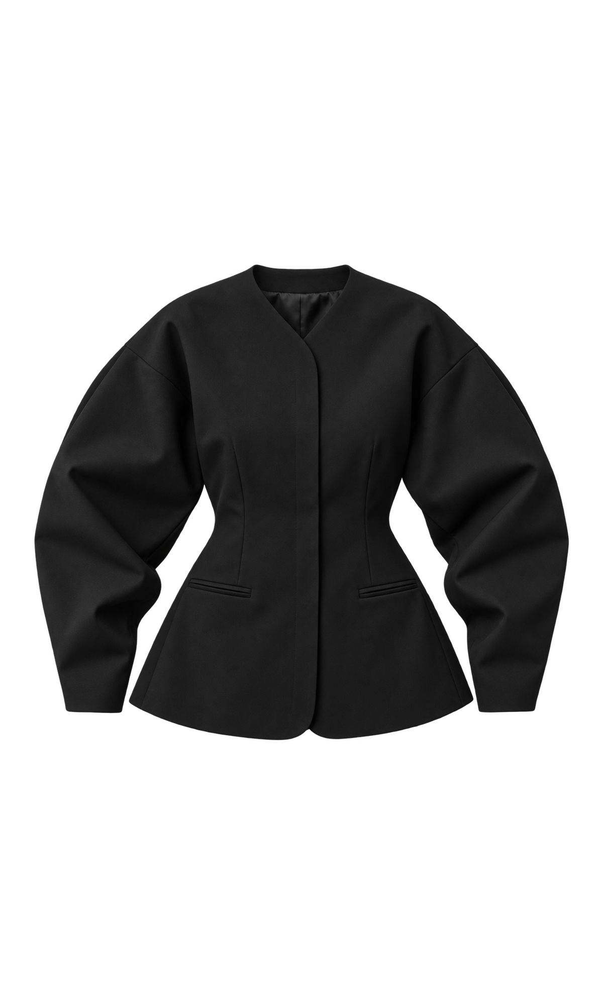 Collarless Sculpted-Sleeve Blazer