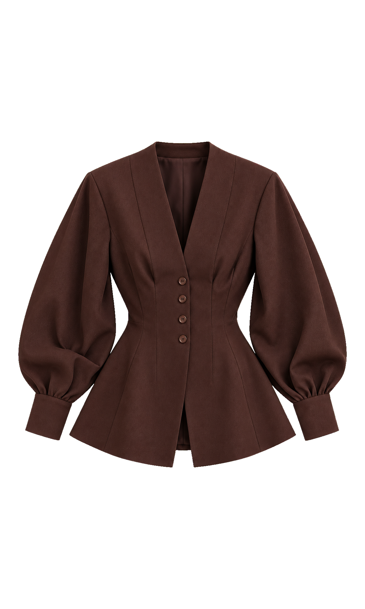 Fitted Balloon-Sleeve Blazer