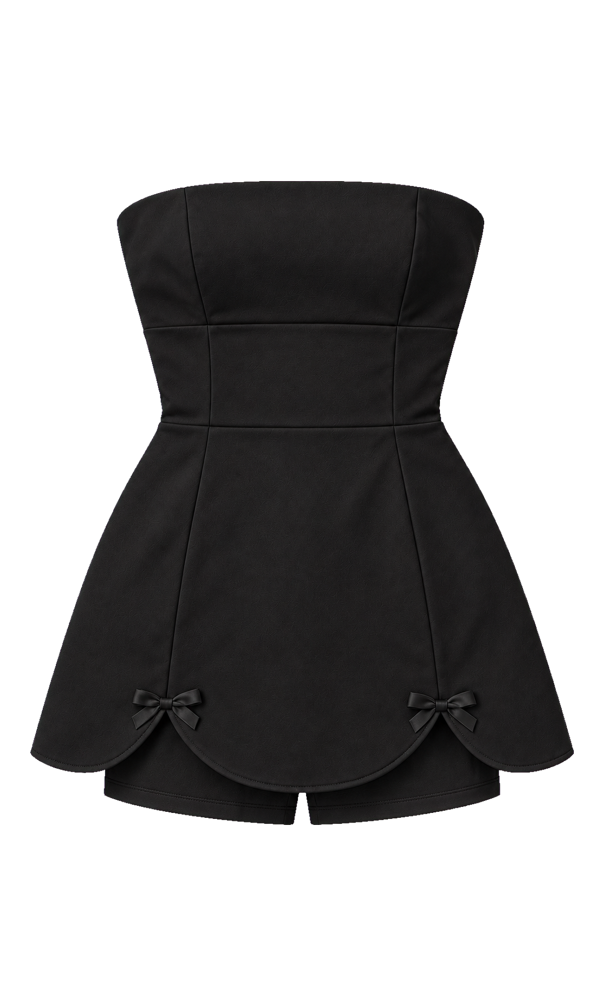 Strapless Scalloped-Hem Mini Romper