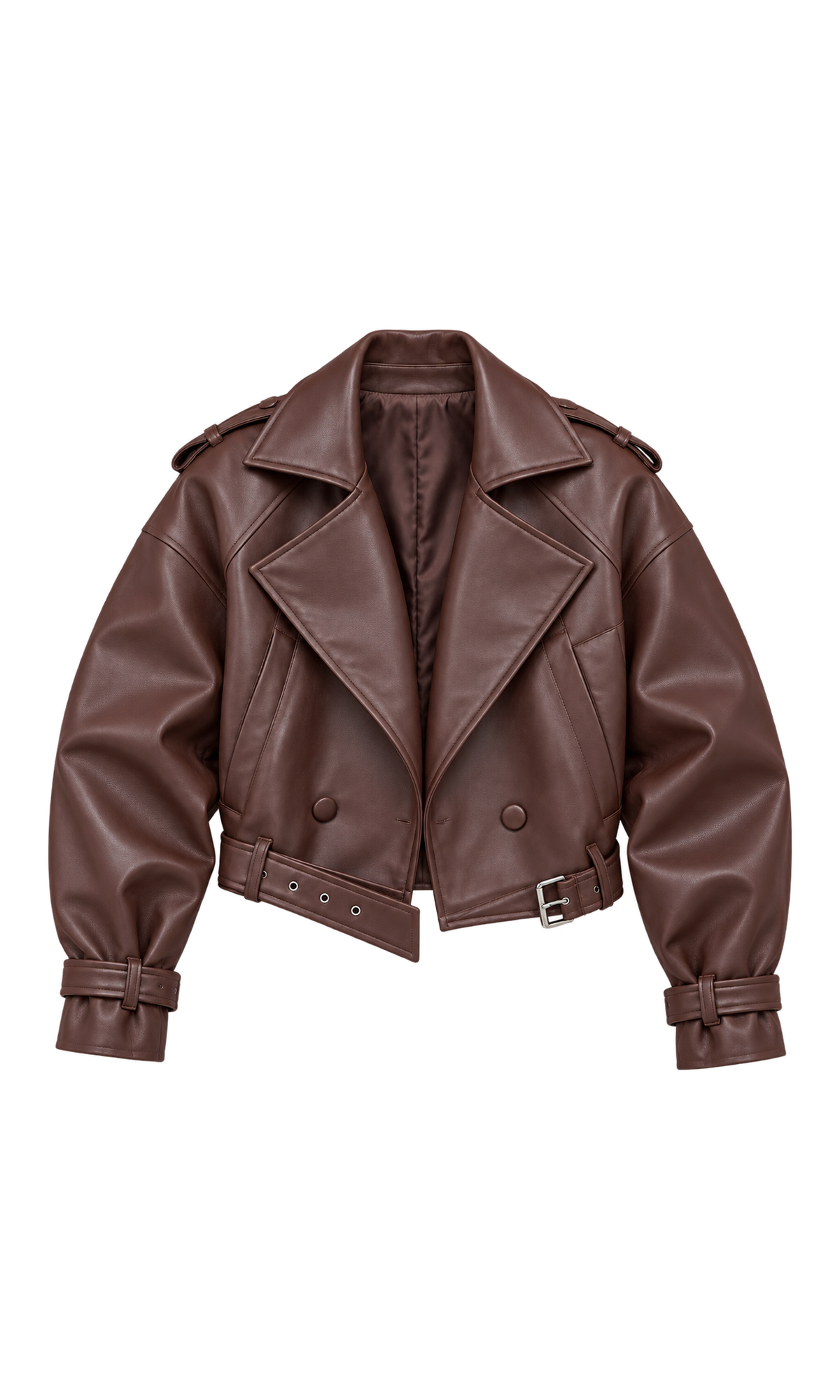 Belted-Hem Biker Jacket