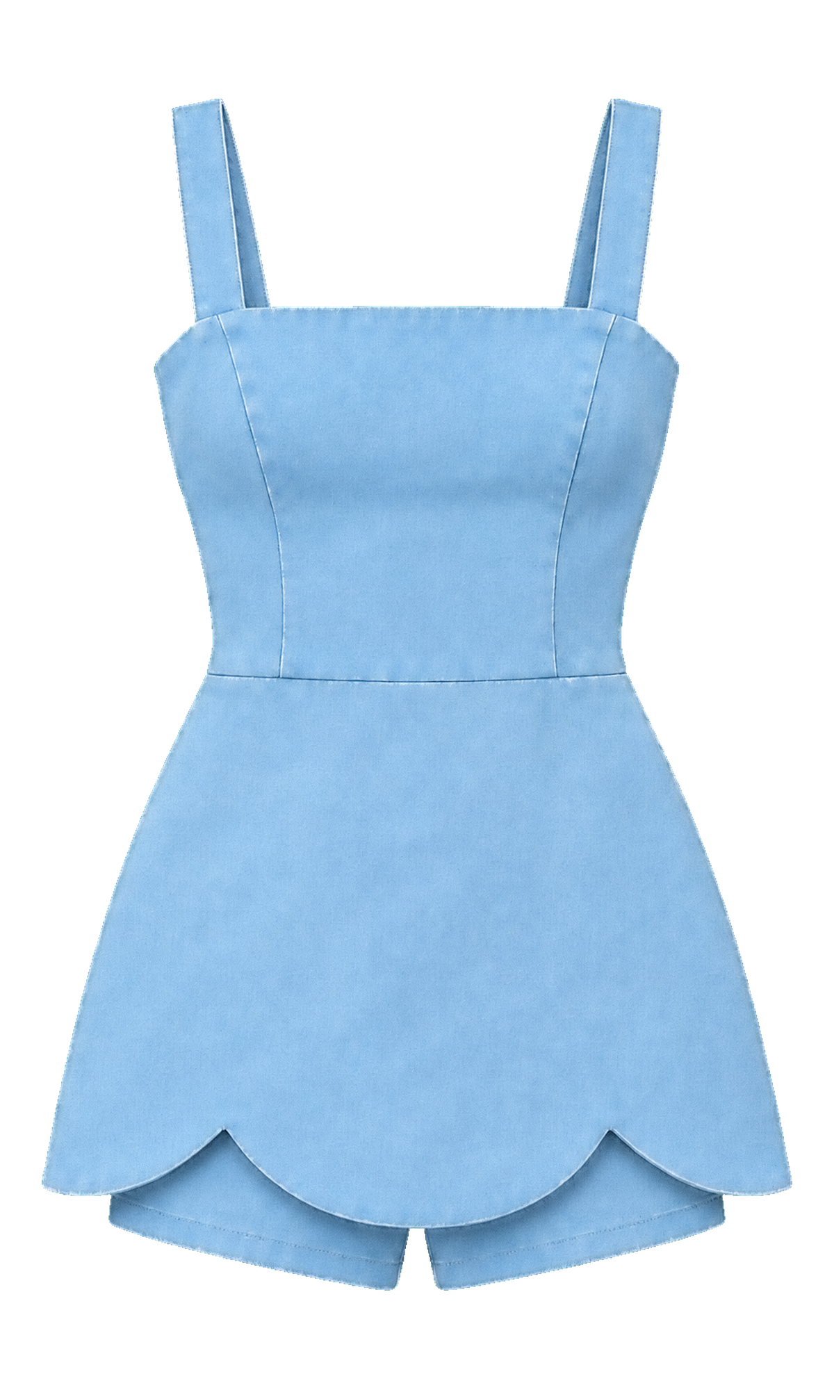 Scalloped-Hem Cotton Mini Romper