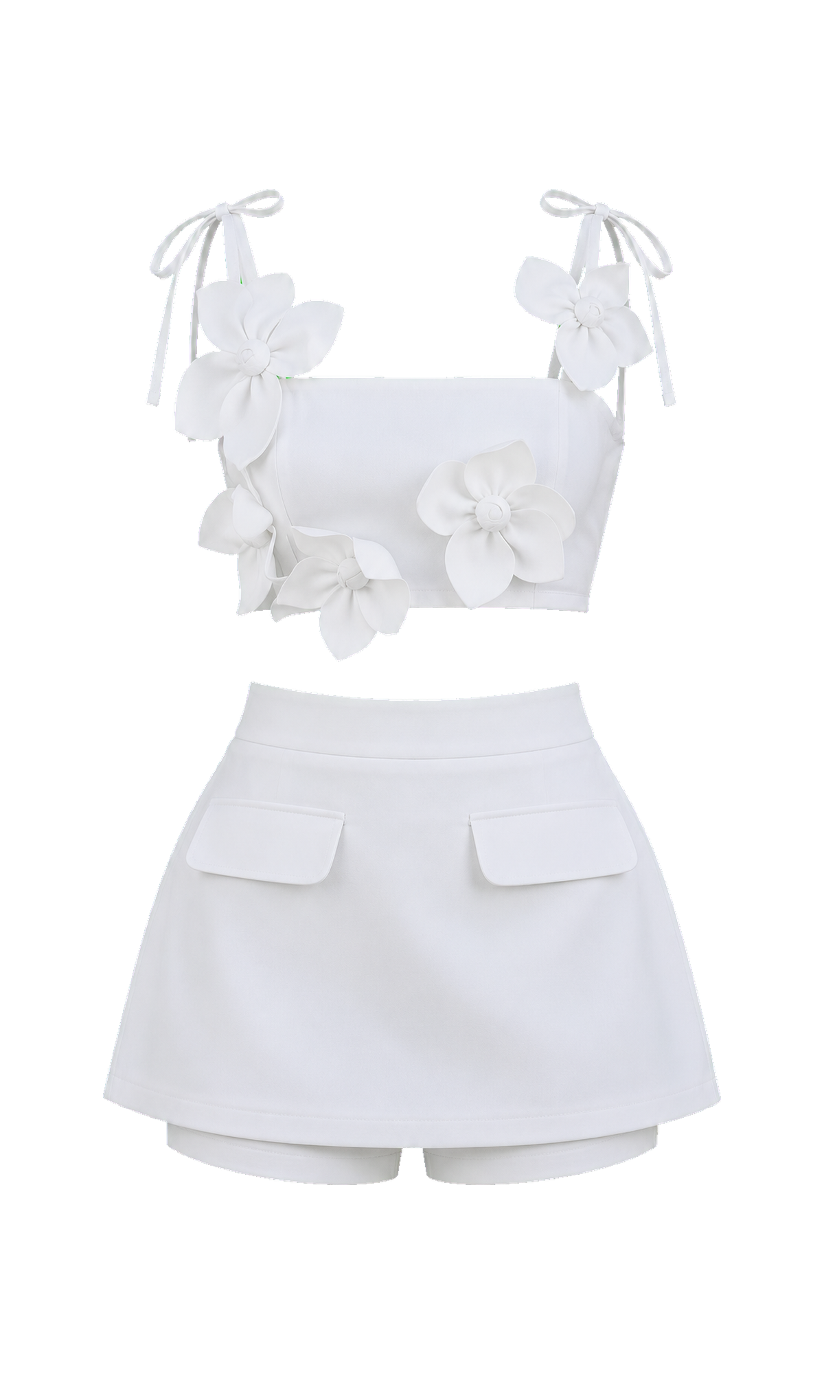 Floral Appliqué Crop Top and Skort Set