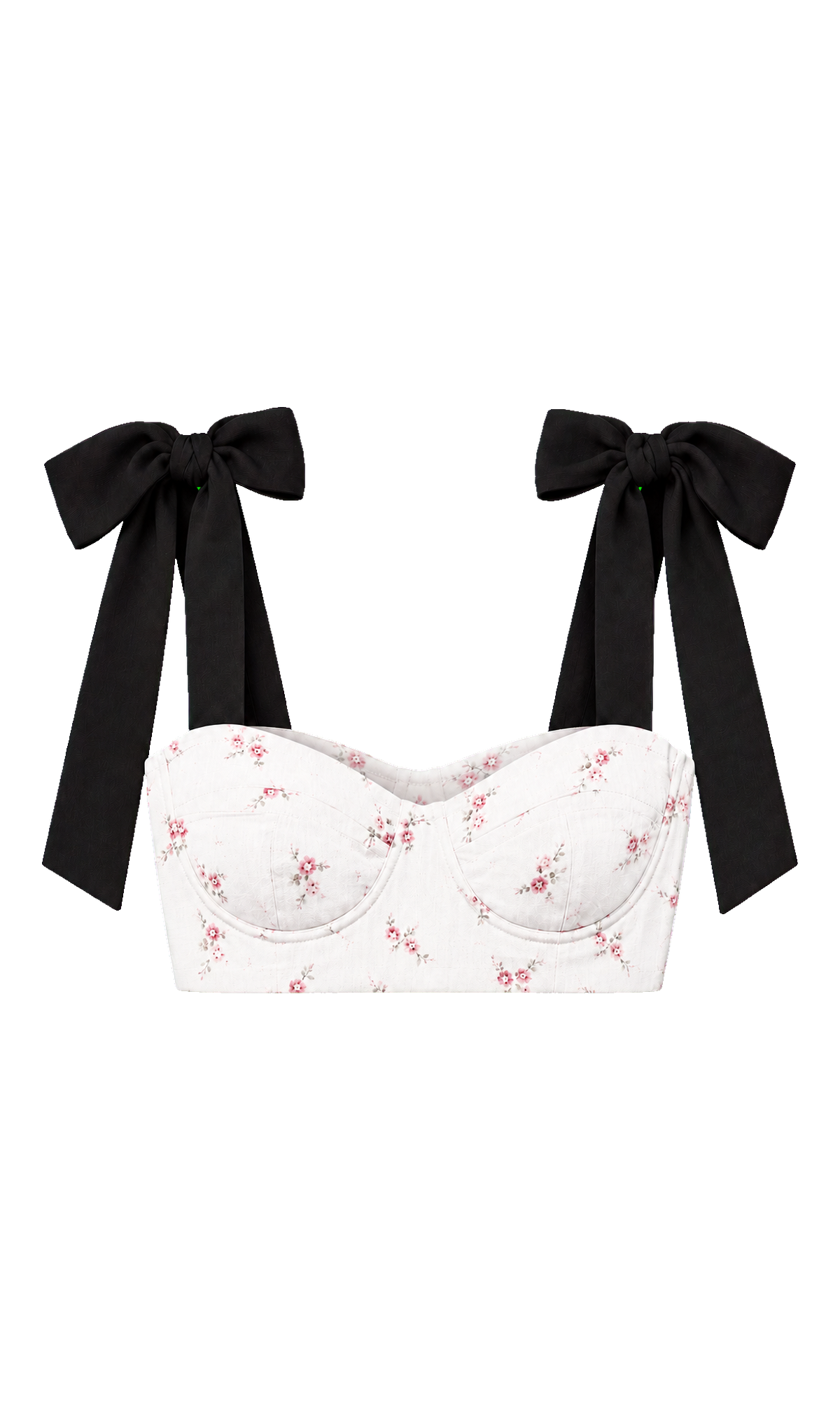 Floral Crop Top with Contrast Bow Straps