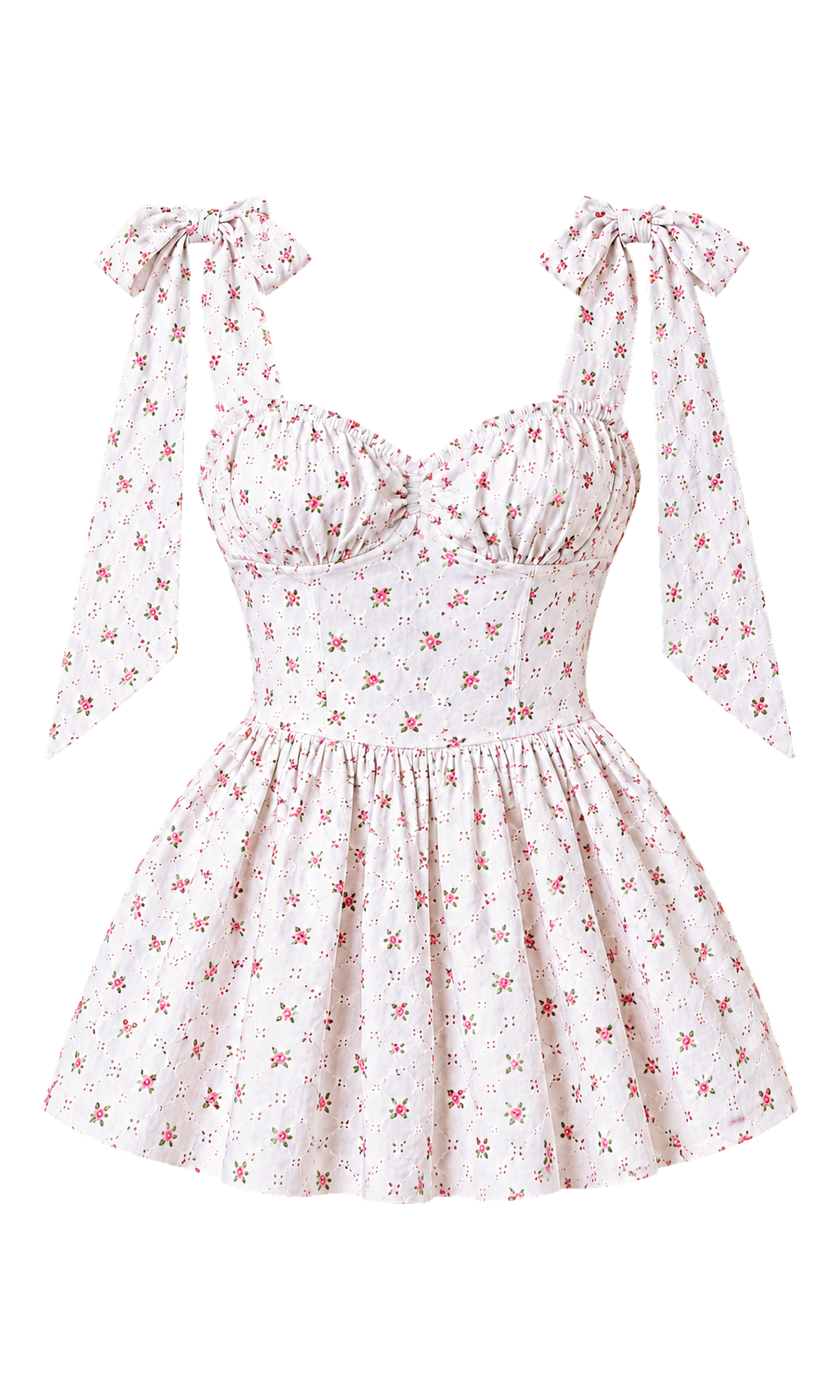Floral Embroidered Romper with Tie Straps
