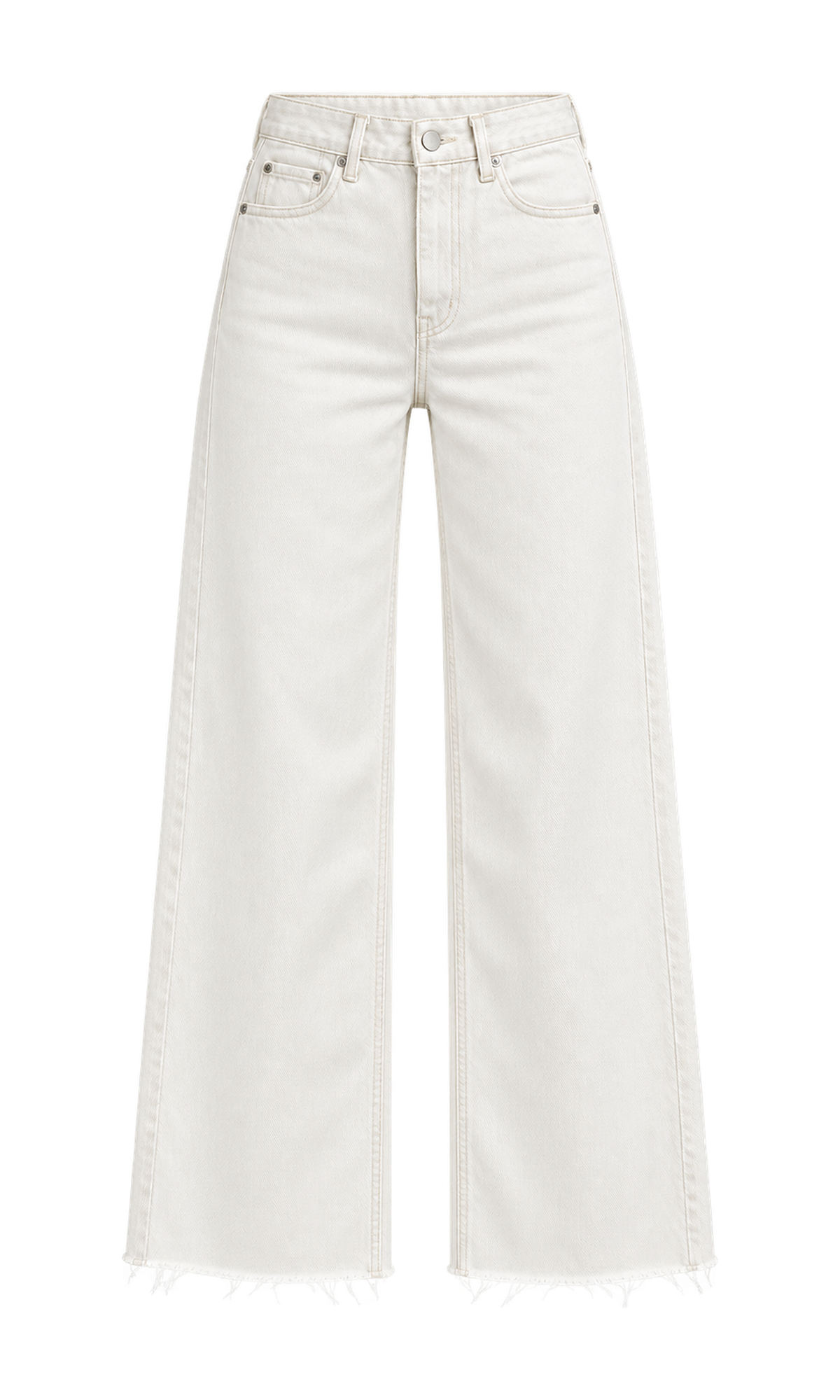 Raw-Hem Wide-Leg Cotton Jeans