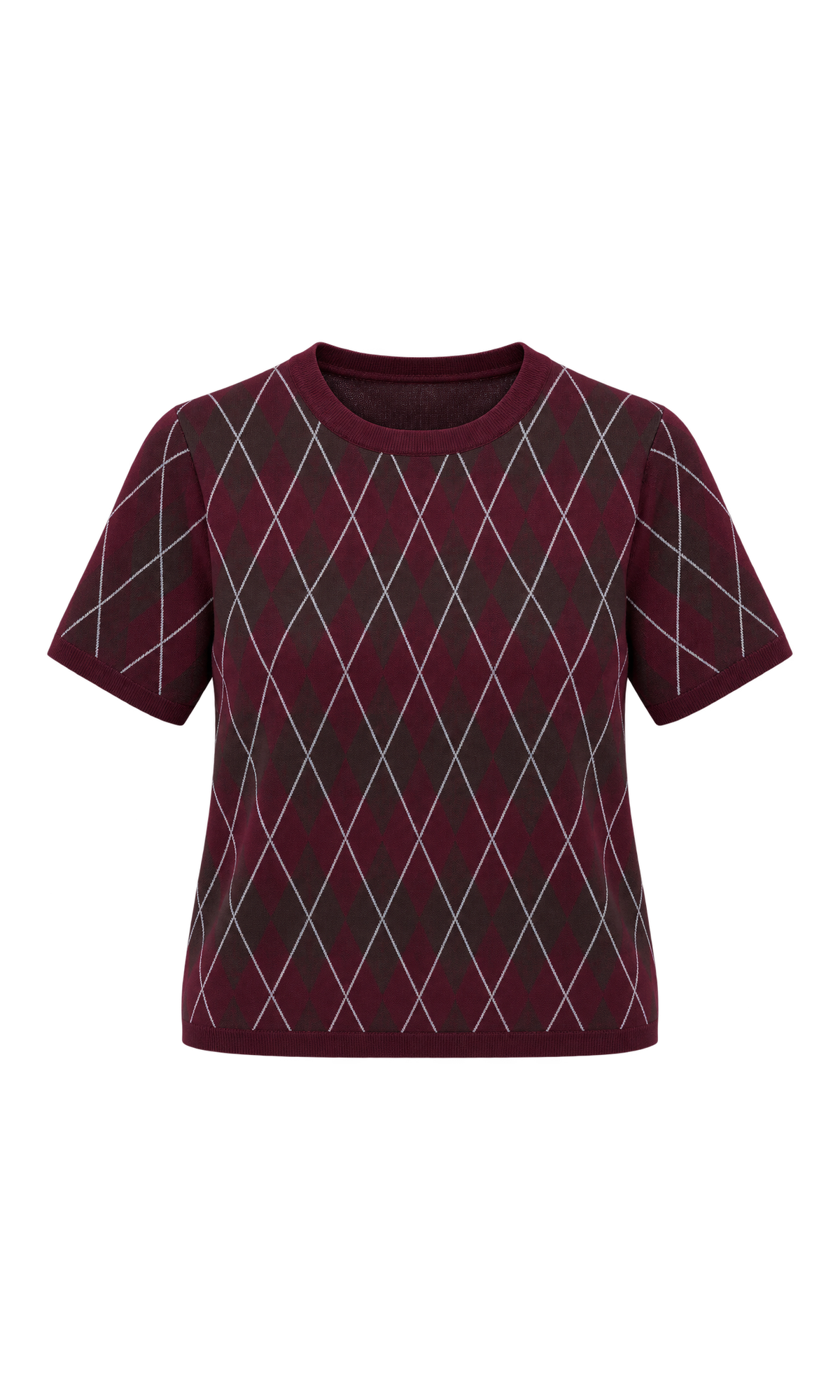 Argyle Short-Sleeve Knit Top