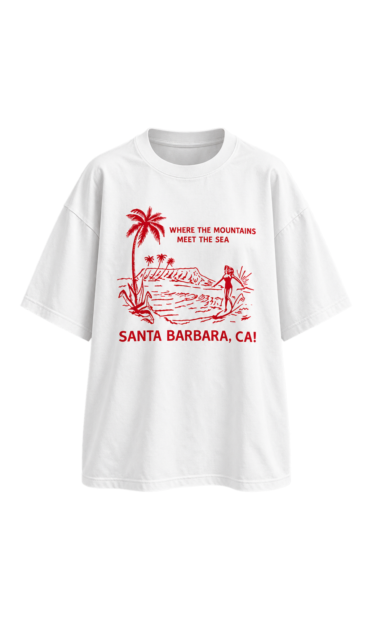 Oversized Santa Barbara Graphic Cotton Tee