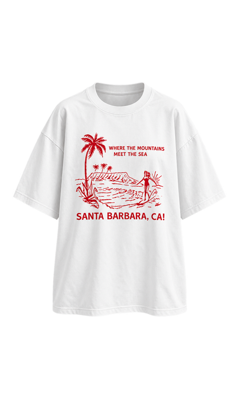 Oversized Santa Barbara Graphic Cotton Tee