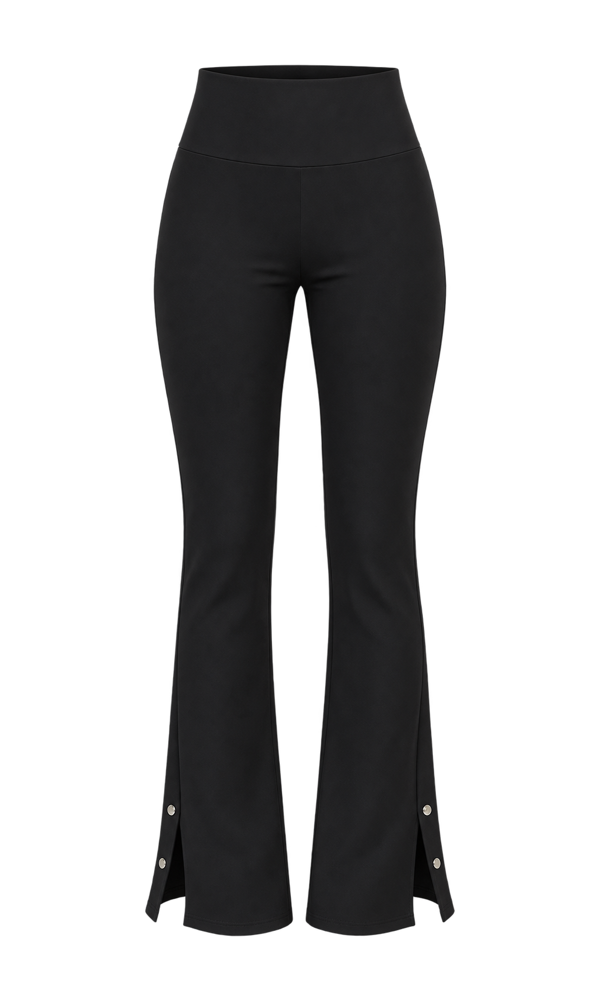 Slim Flared Trousers with Front Hem Slits