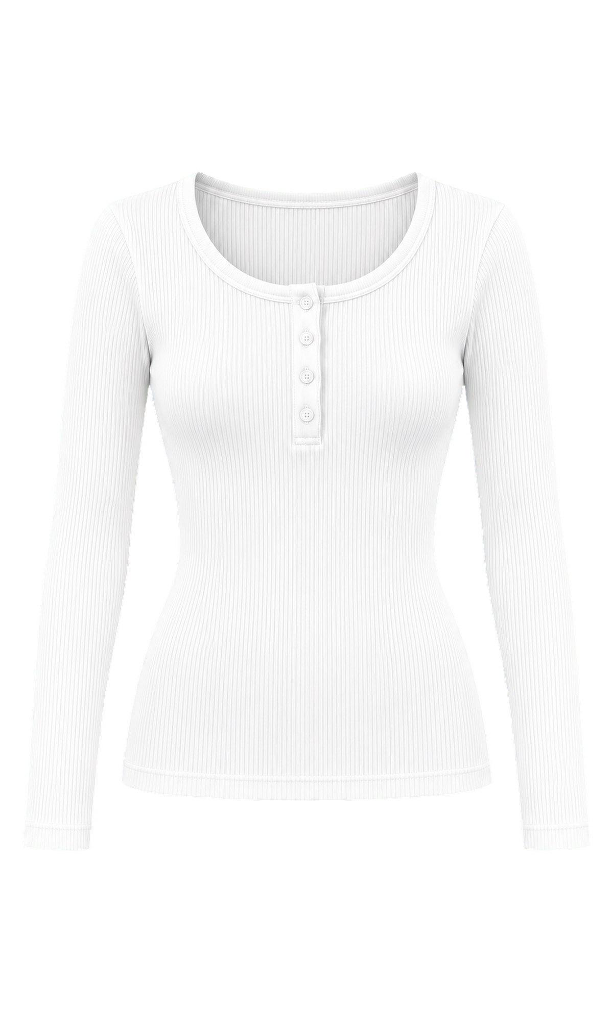 Ribbed Long-Sleeve Henley Top