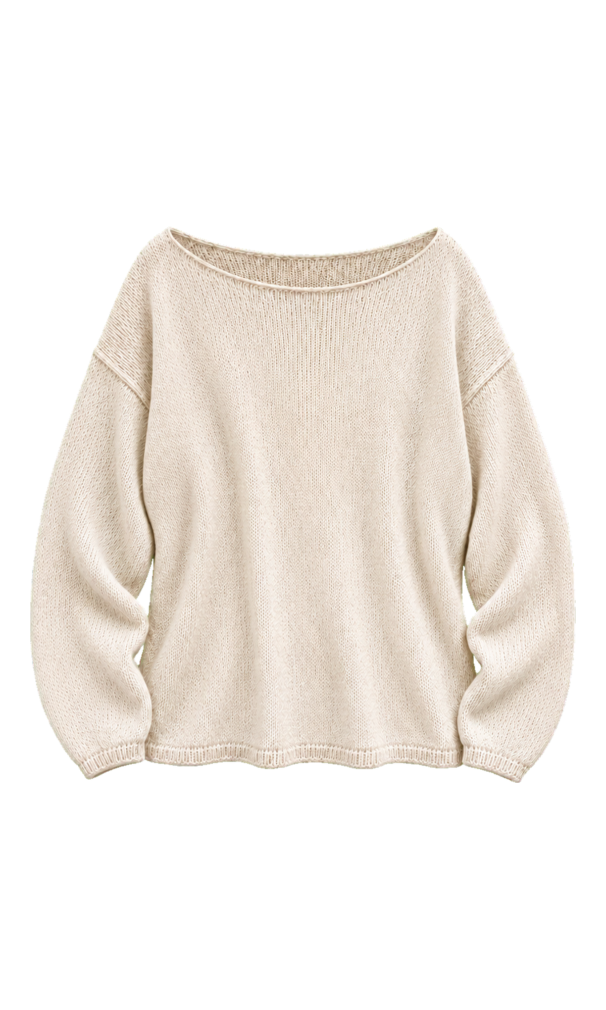 Relaxed Boat-Neck Knit Sweater