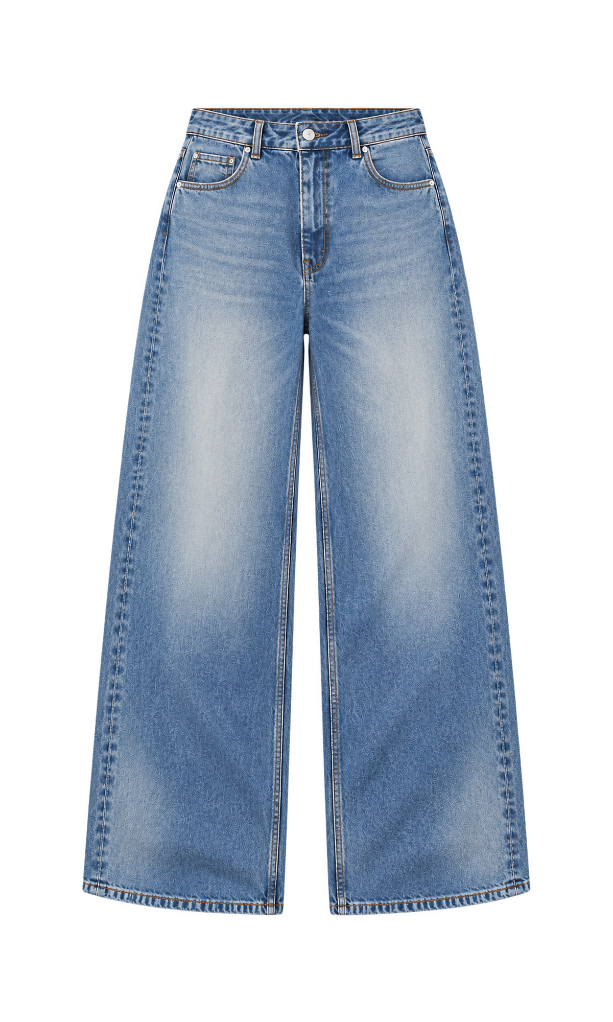 Faded Wide-Leg Cotton Jeans