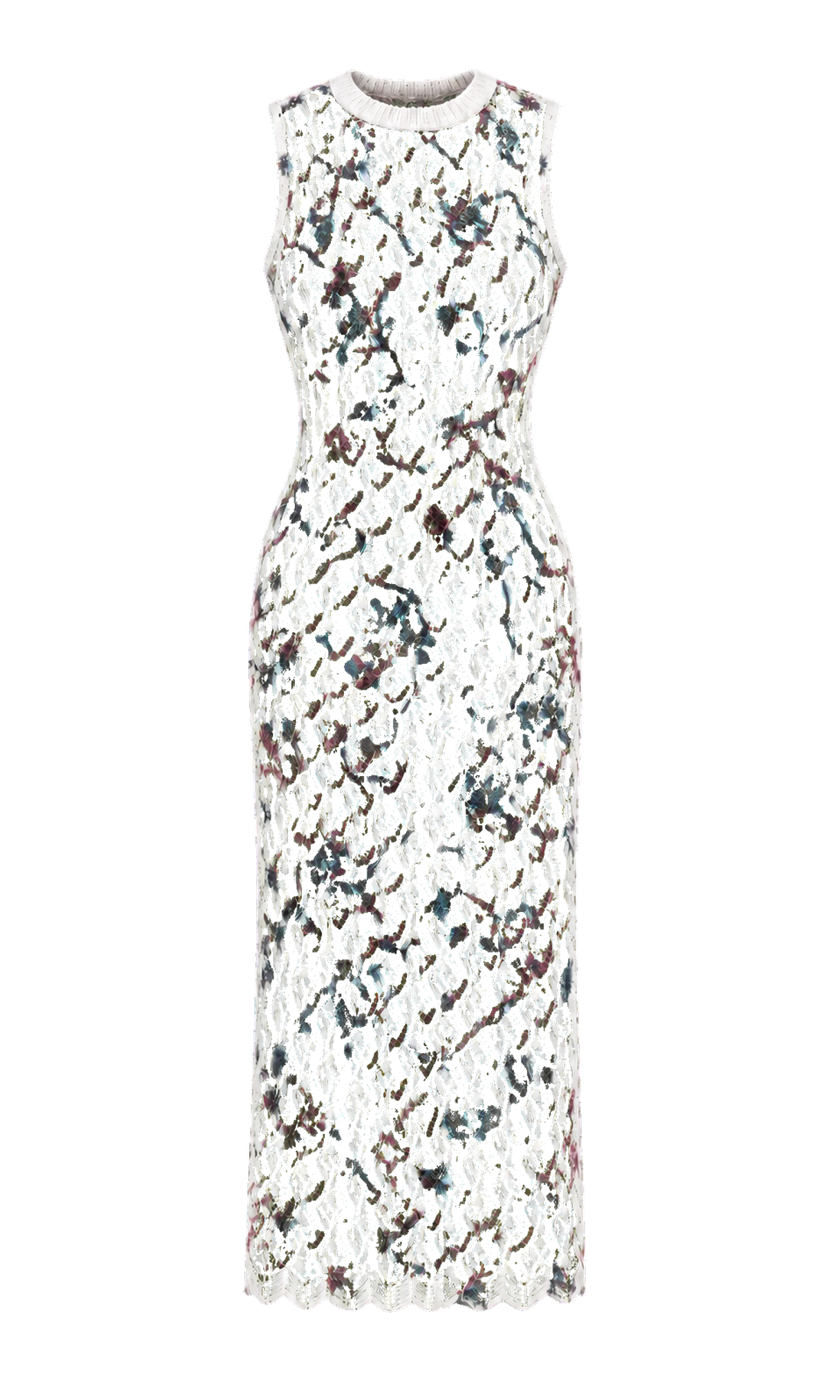 Sleeveless Floral Open-Knit Long Dress