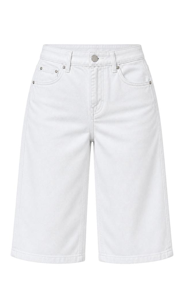Cotton Denim Bermuda Shorts, White