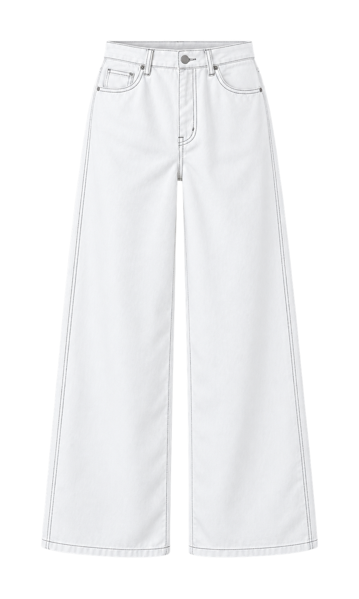 Contrast-Stitch Wide-Leg Jeans