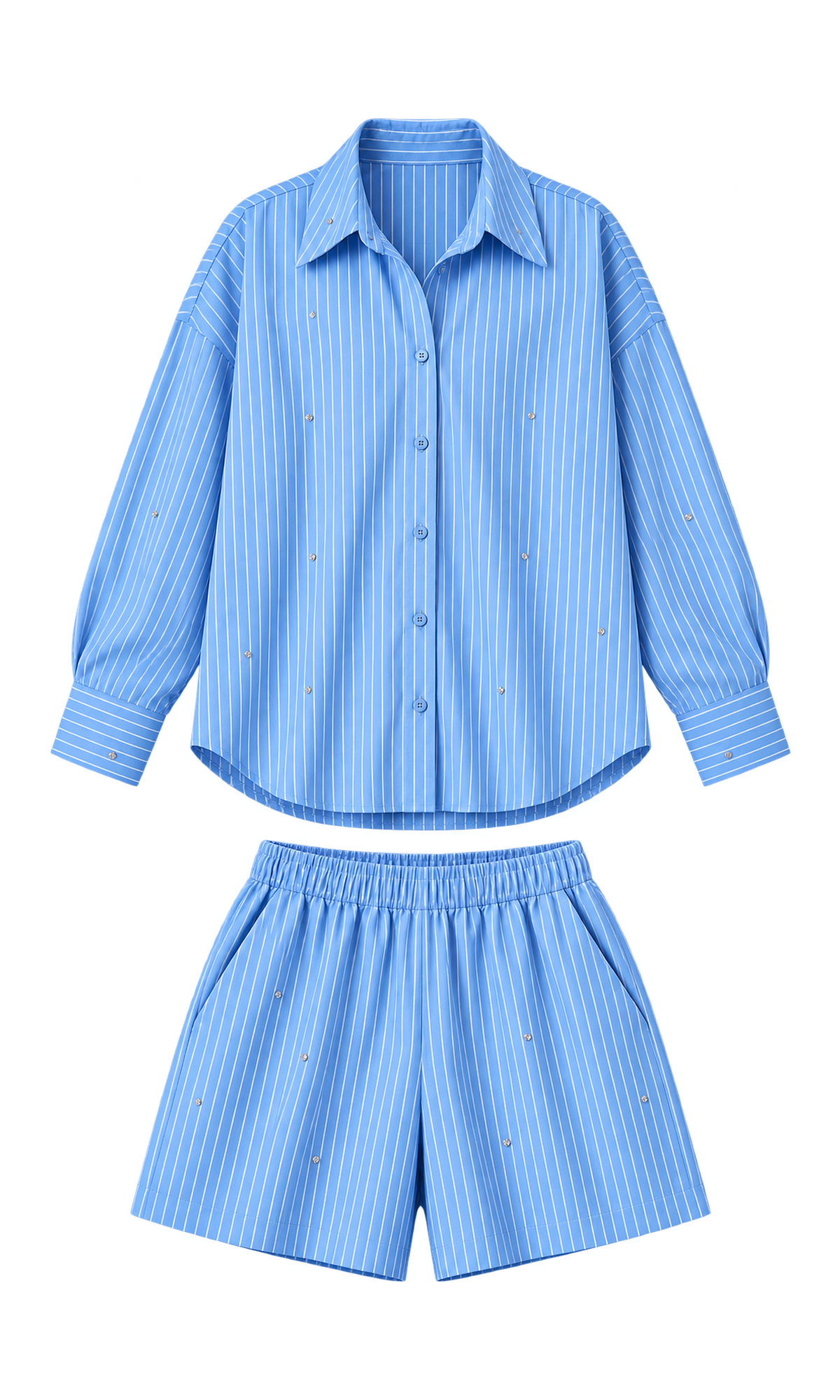 Striped Oversized Shirt and Shorts Set