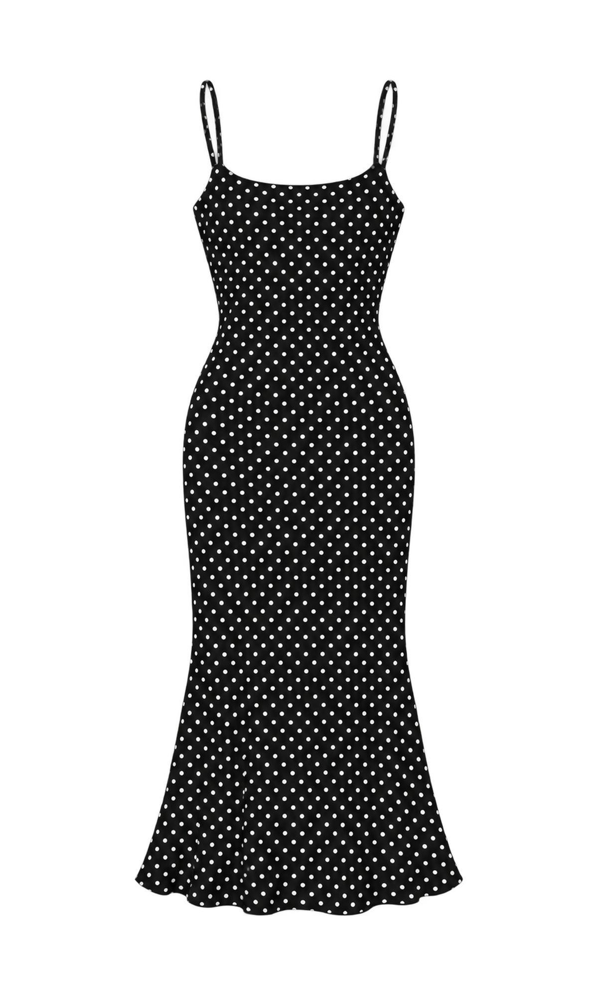 Polka-Dot Strappy Midi Dress