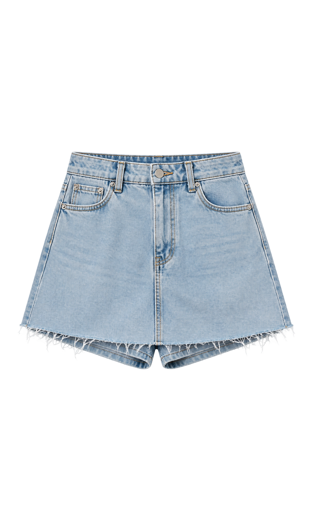 Frayed-Hem Denim Skort