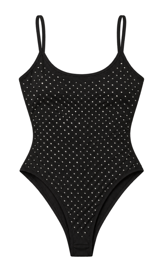 Embellished Cami Bodysuit, Black