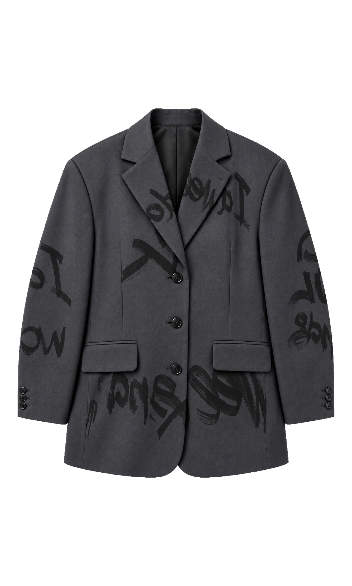 Oversized Graffiti-Print Blazer