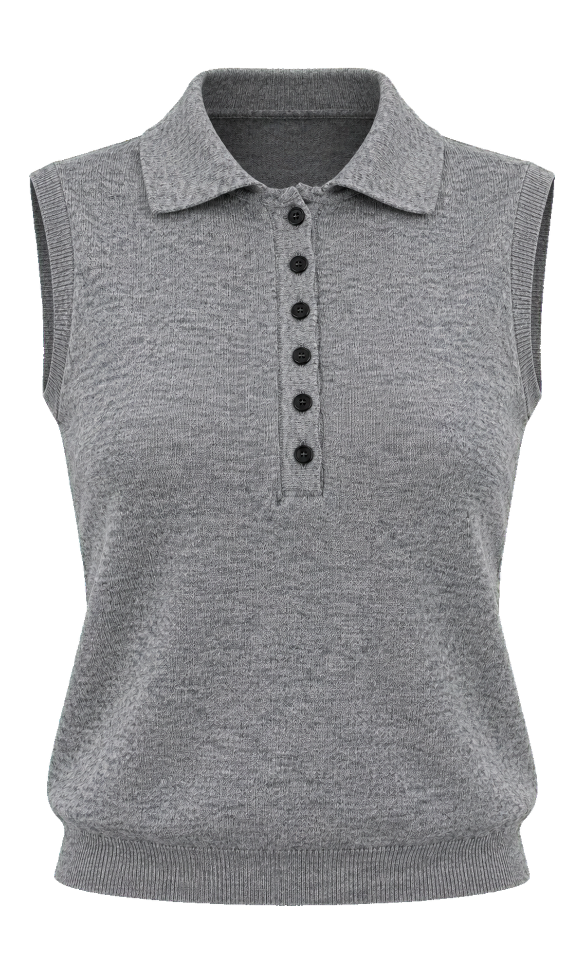 Sleeveless Polo Knit Top