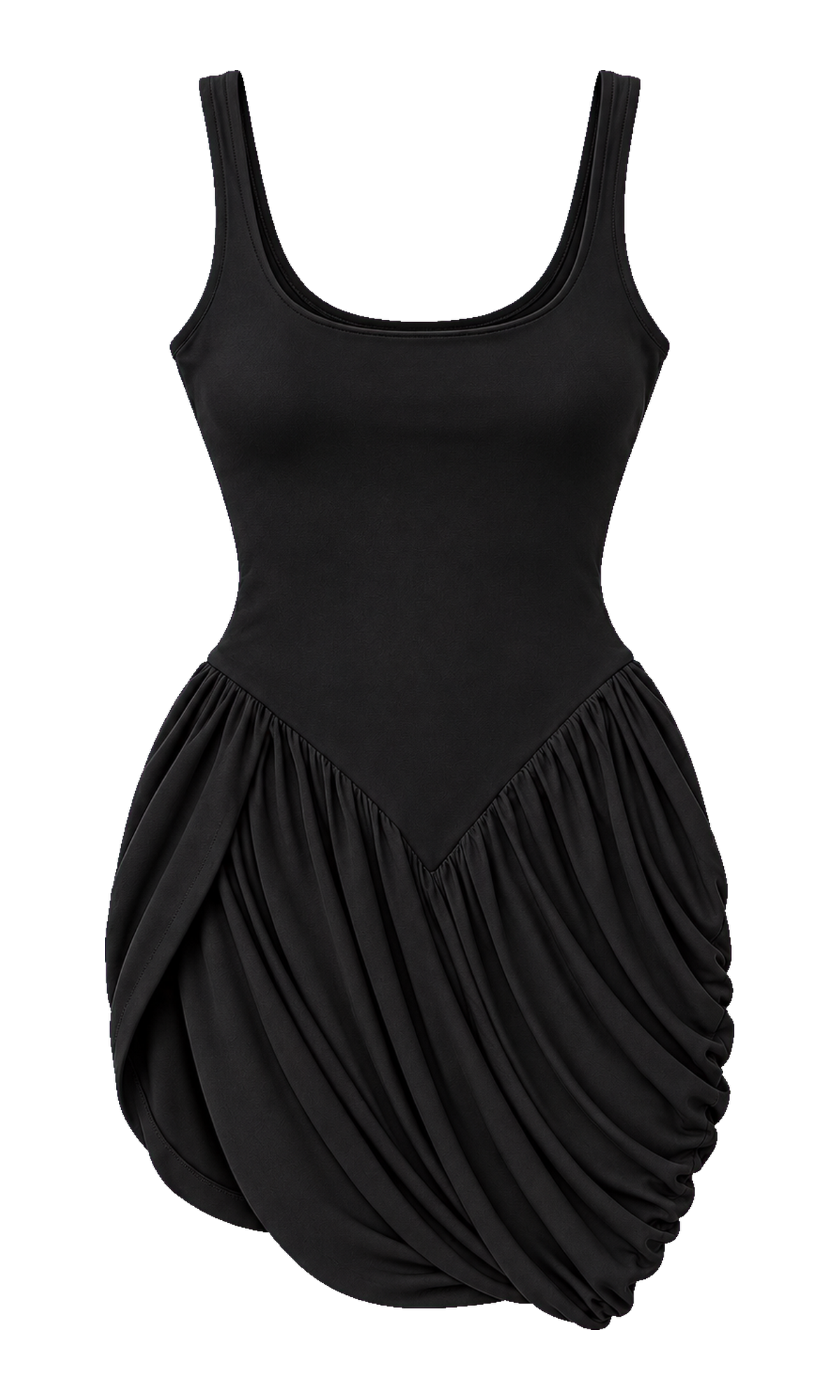 Scoop-Neck Draped Drop-Waist Mini Dress