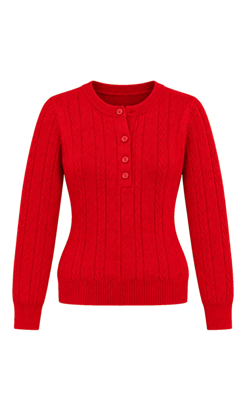 Cable-Knit Henley Top