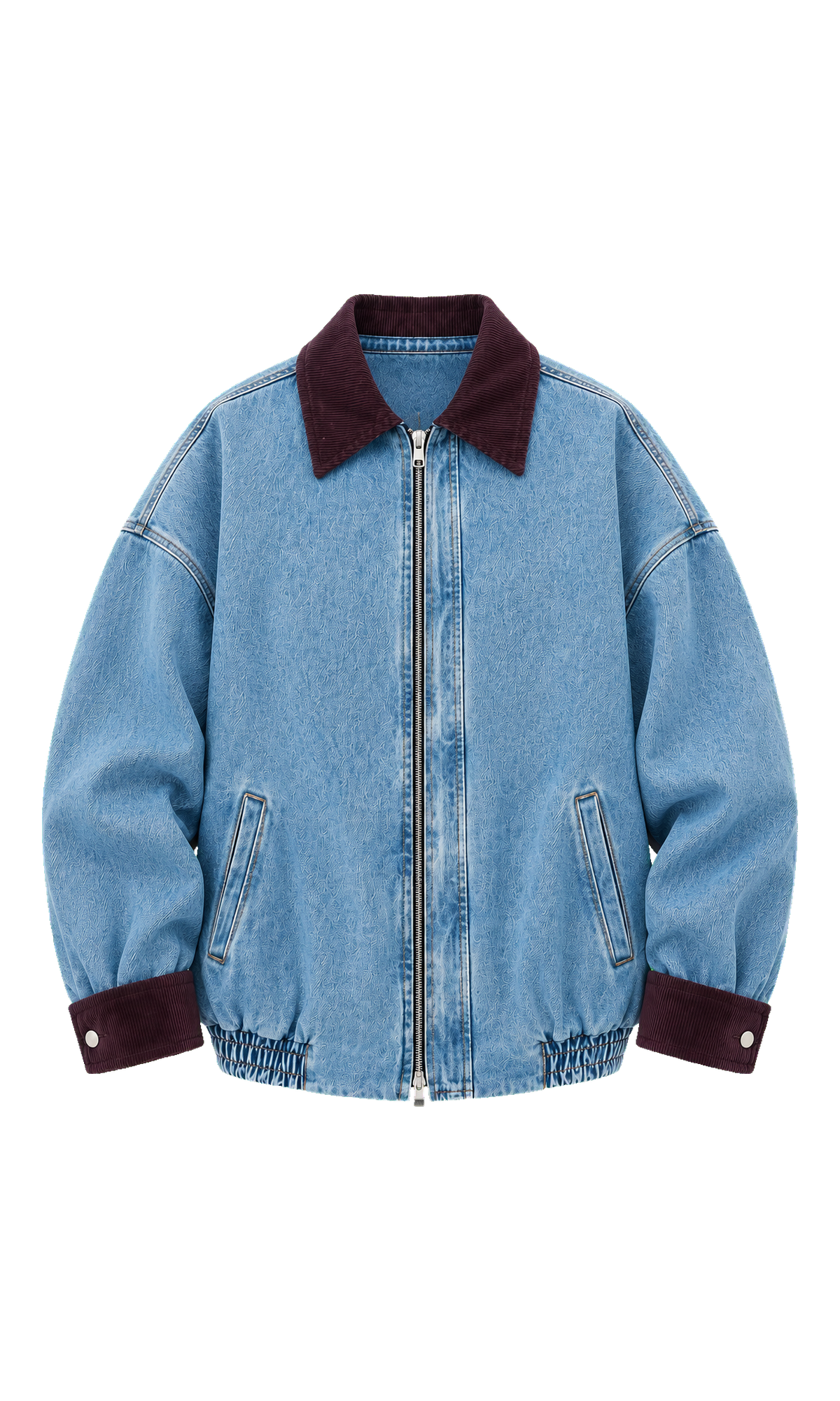 Oversized Denim Jacket with Contrast Collar