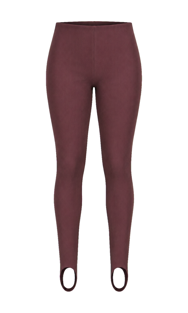 Ribbed Stirrup Leggings, Chocolate