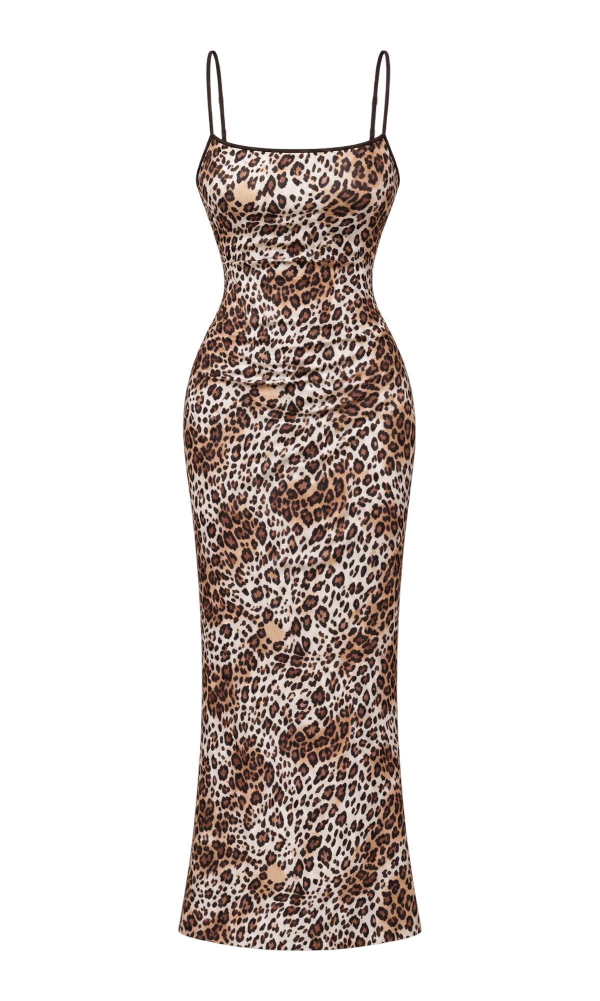 Maxikleid mit Leomuster und schmalen Trägern
