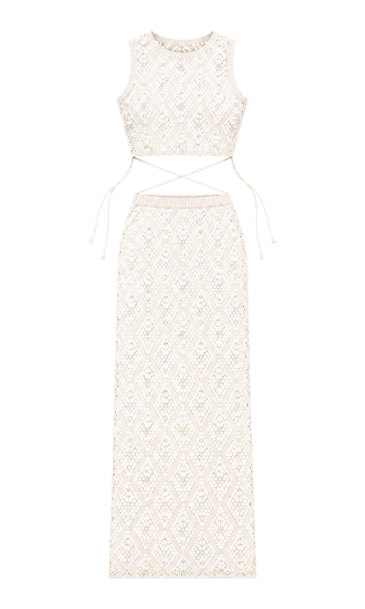 Open-Knit Crop Top and Maxi Skirt Set