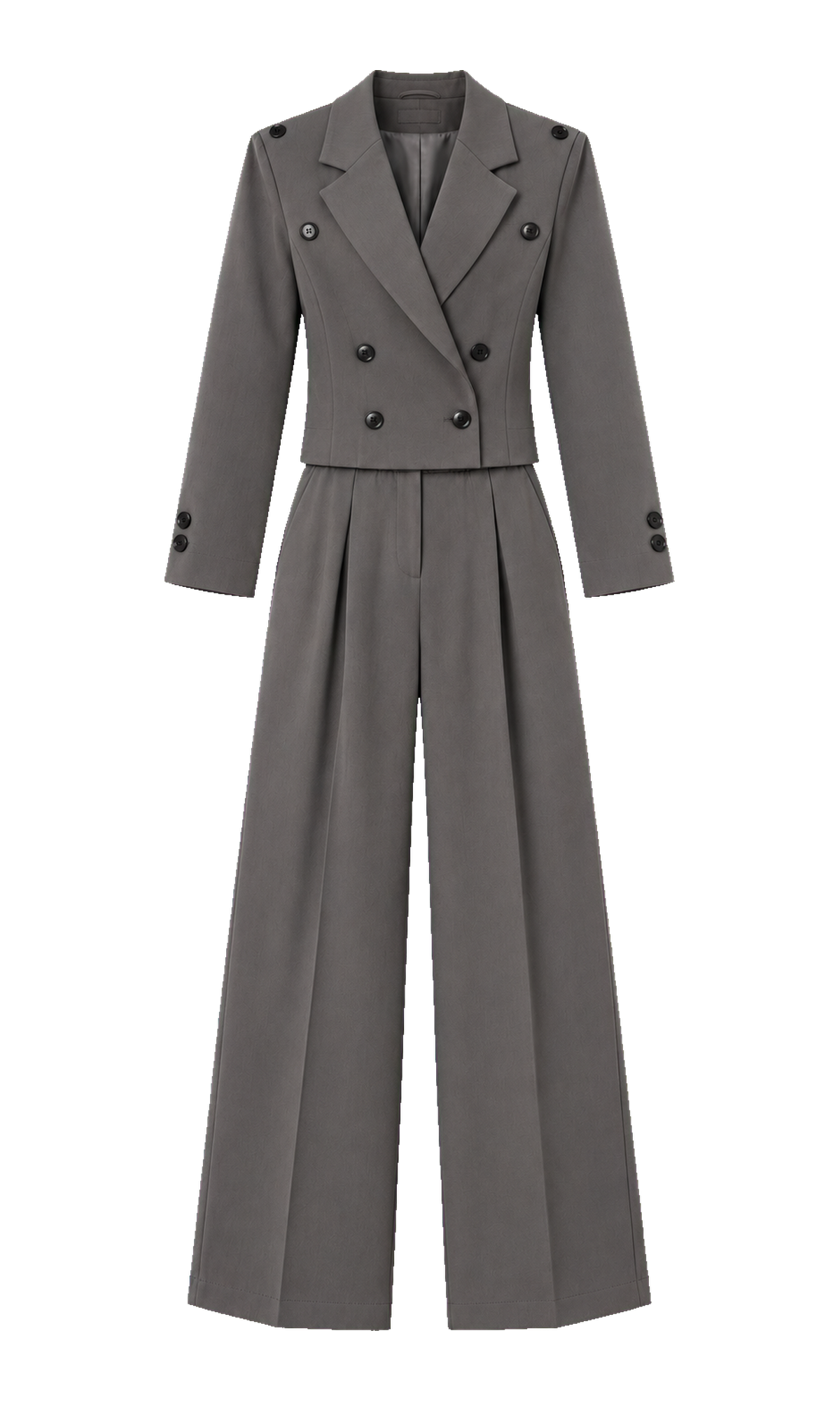 Cropped Double-Breasted Blazer and Wide-Leg Trouser Set