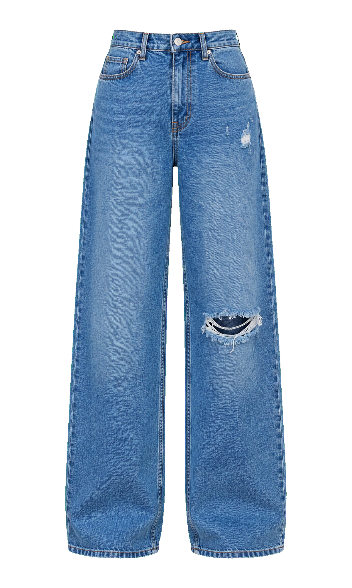 Distressed Wide-Leg Jeans