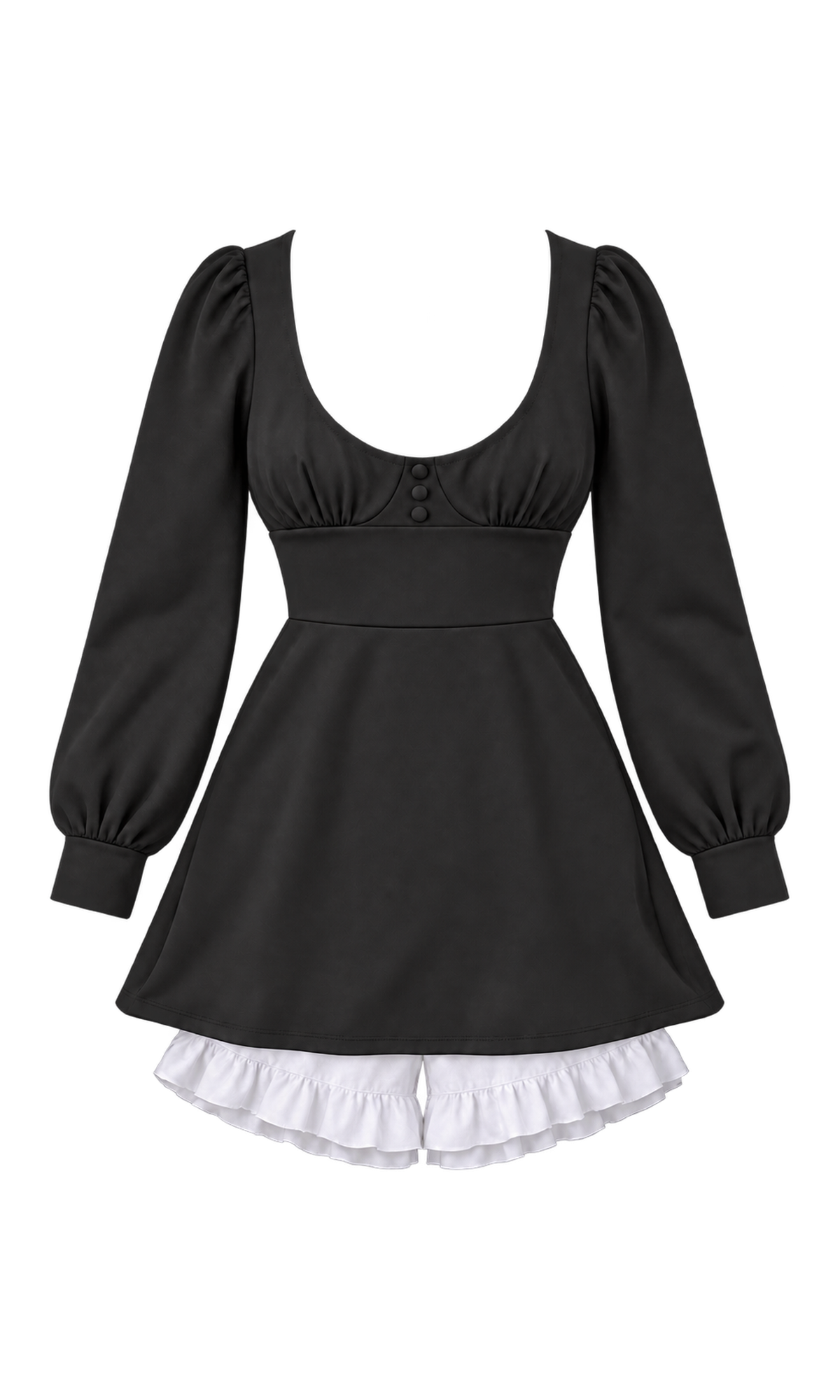 Scoop-Neck Mini Dress and Ruffled Shorts Set