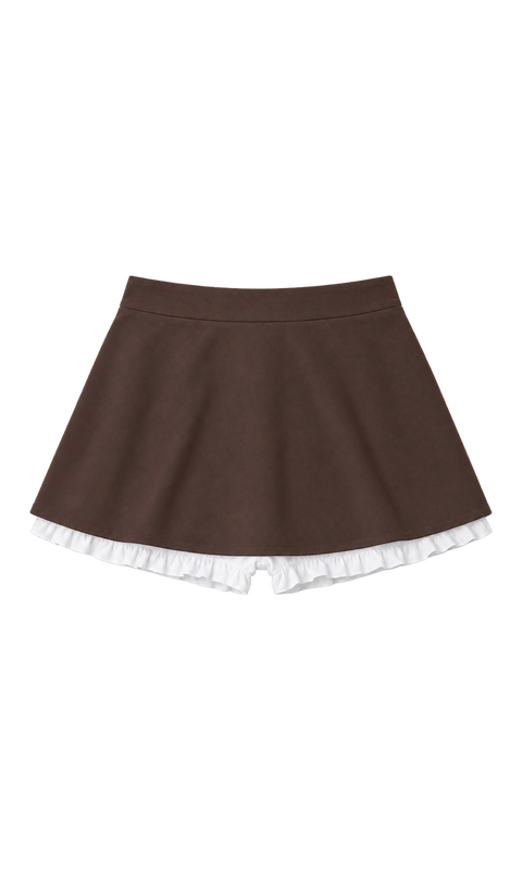 A-Line Mini Skirt and Ruffled Shorts Set