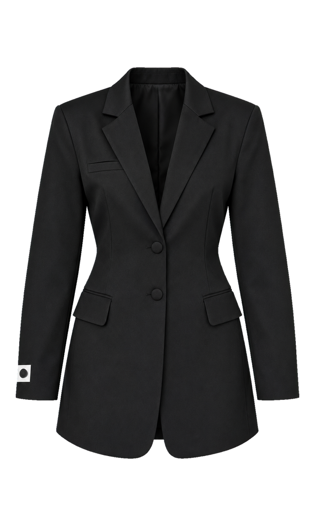 Single-Breasted Tailored Blazer, Black