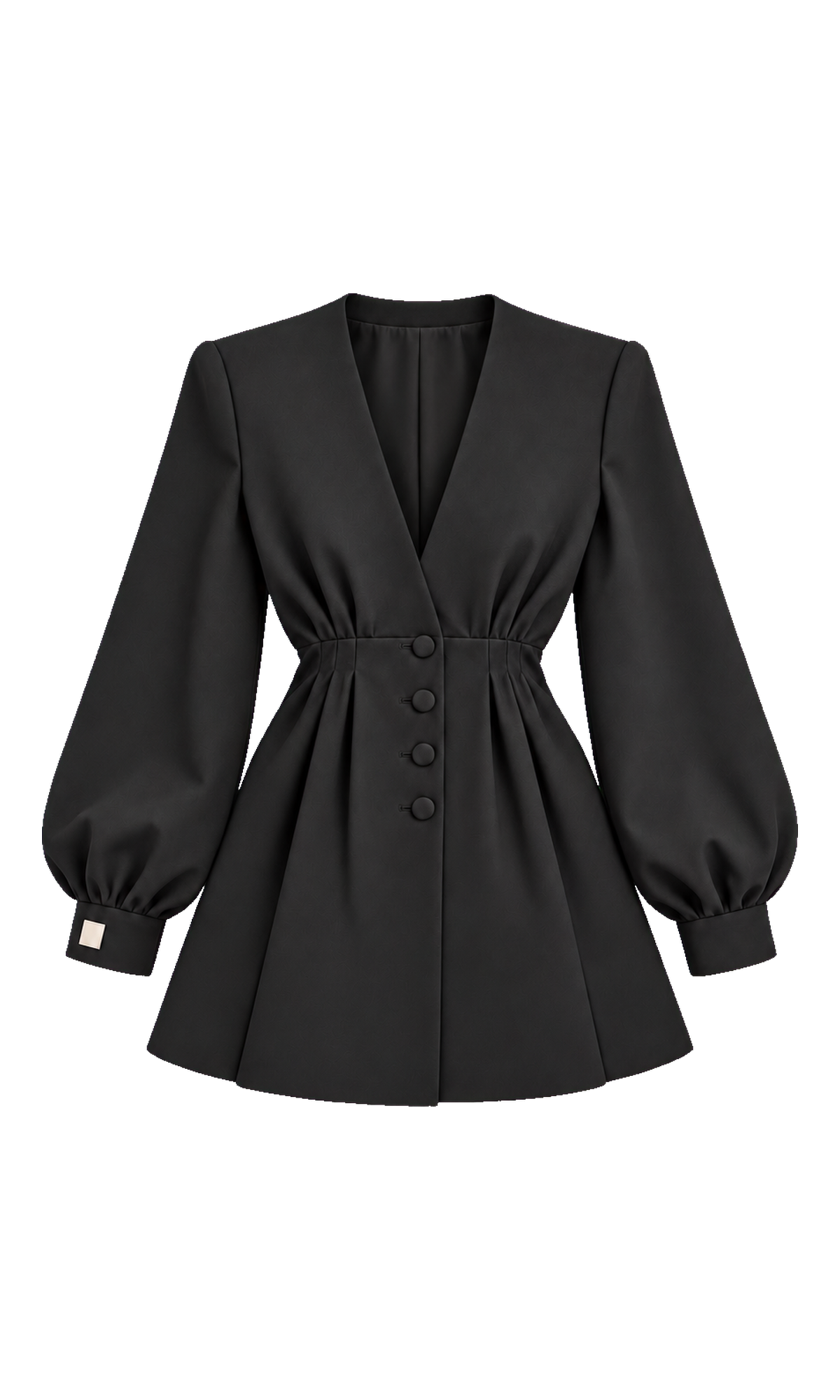 Collarless V-Neck Blazer with Pleated Waist