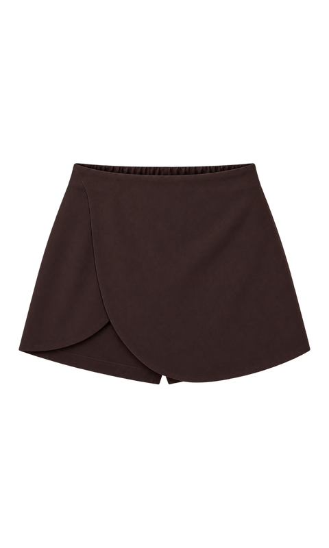 Curved Wrap-Front Mini Skort