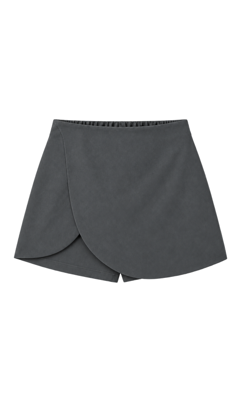 Curved Wrap-Front Mini Skort