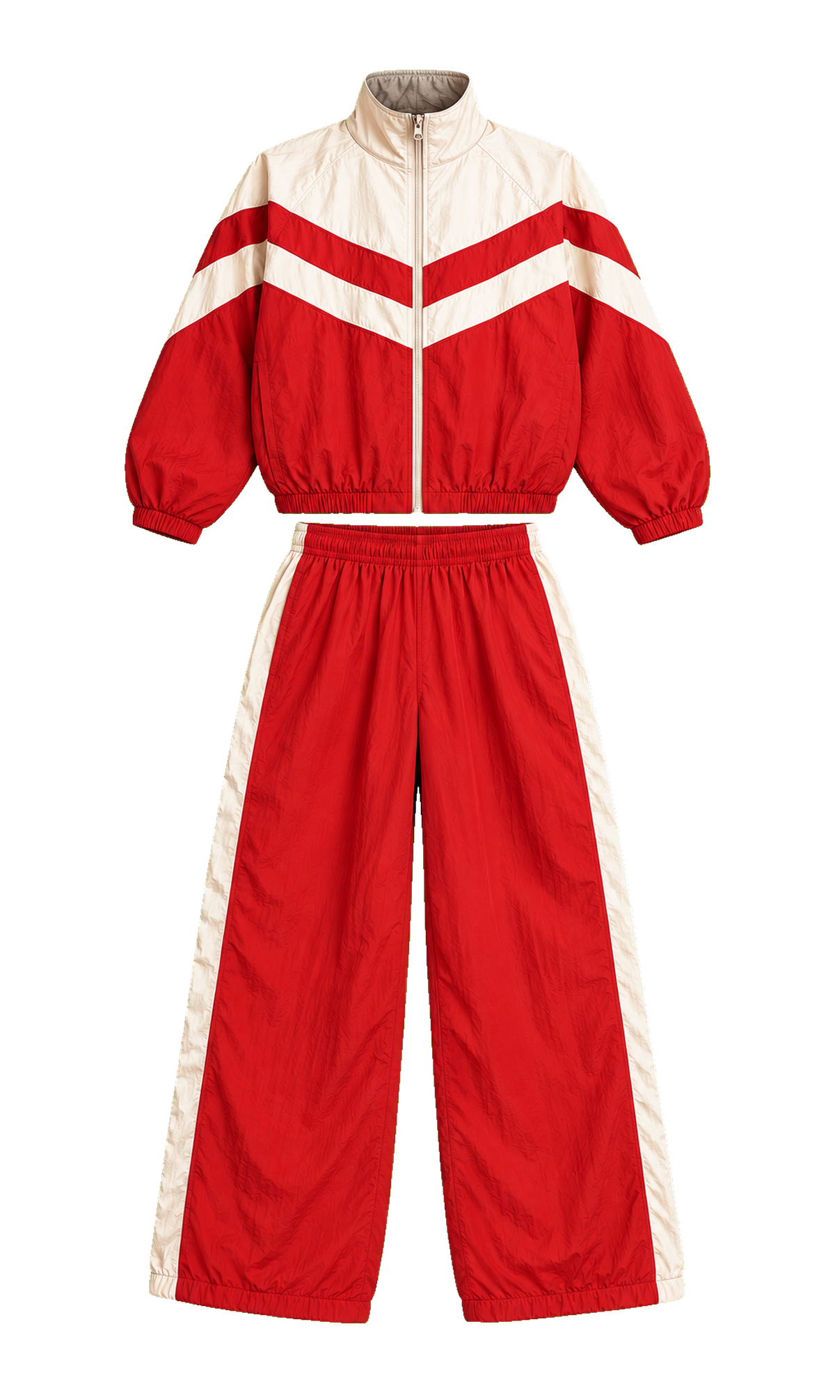 Colour-Block Track Jacket and Wide-Leg Trousers Set