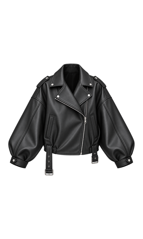 Oversized Zip Jacket with Buckled Side Tabs