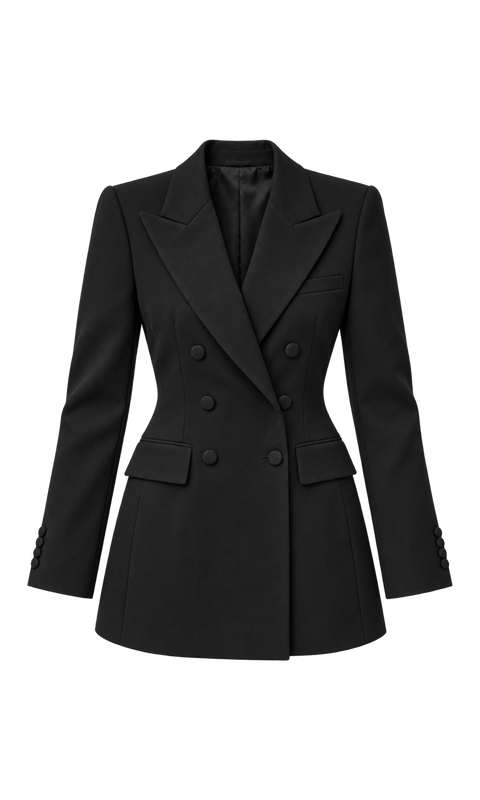 Double-Breasted Shaped-Waist Blazer