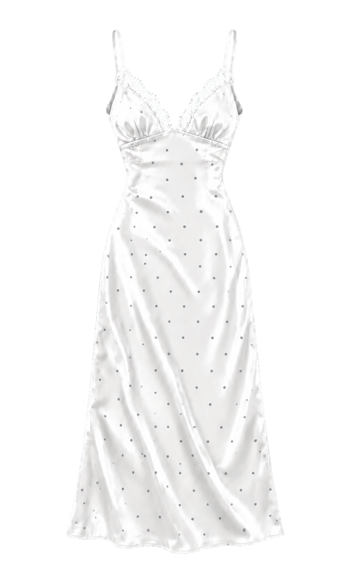 Polka-Dot Lace-Trim Slip Dress