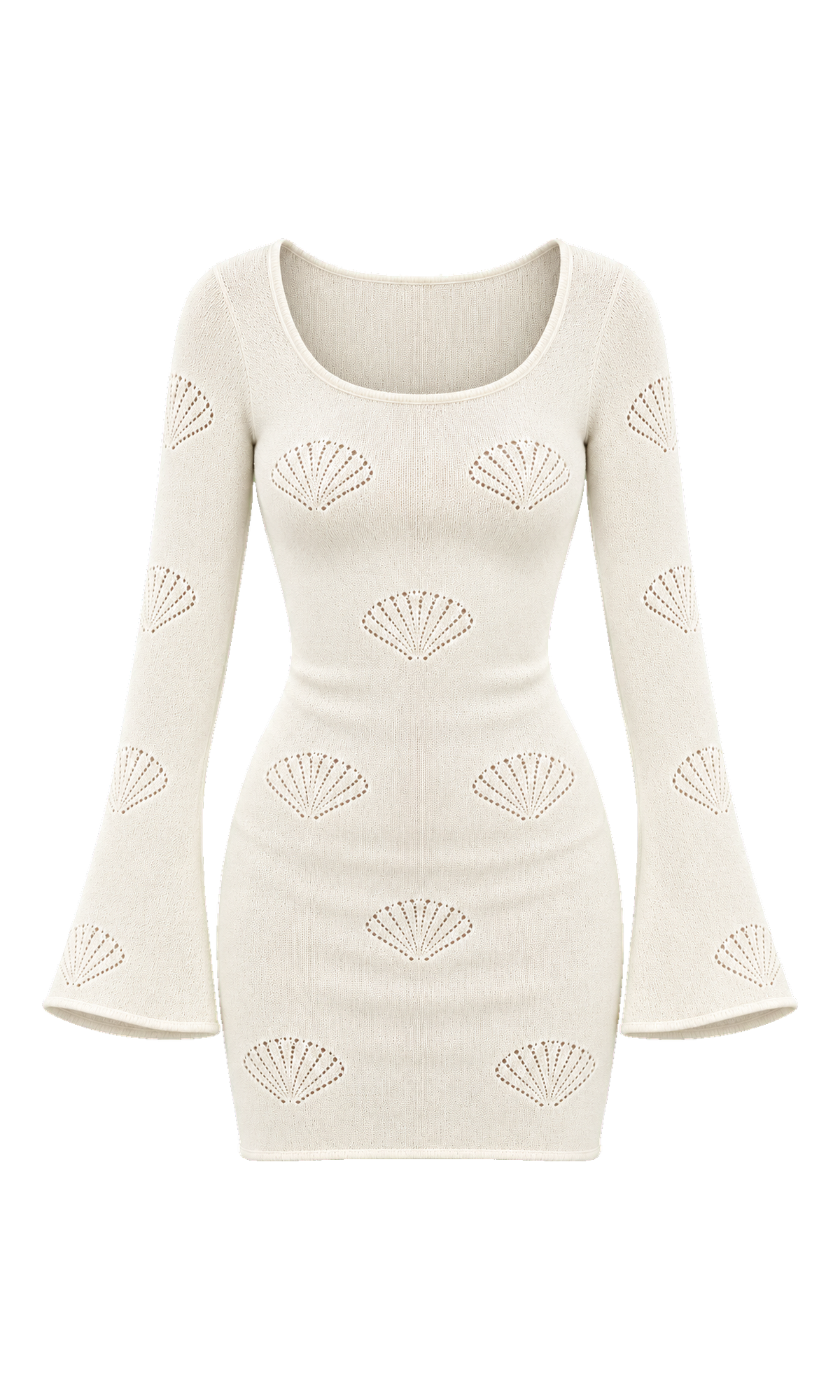 Shell-Motif Knit Mini Dress