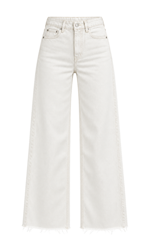 Raw-Hem Wide-Leg Cotton Jeans